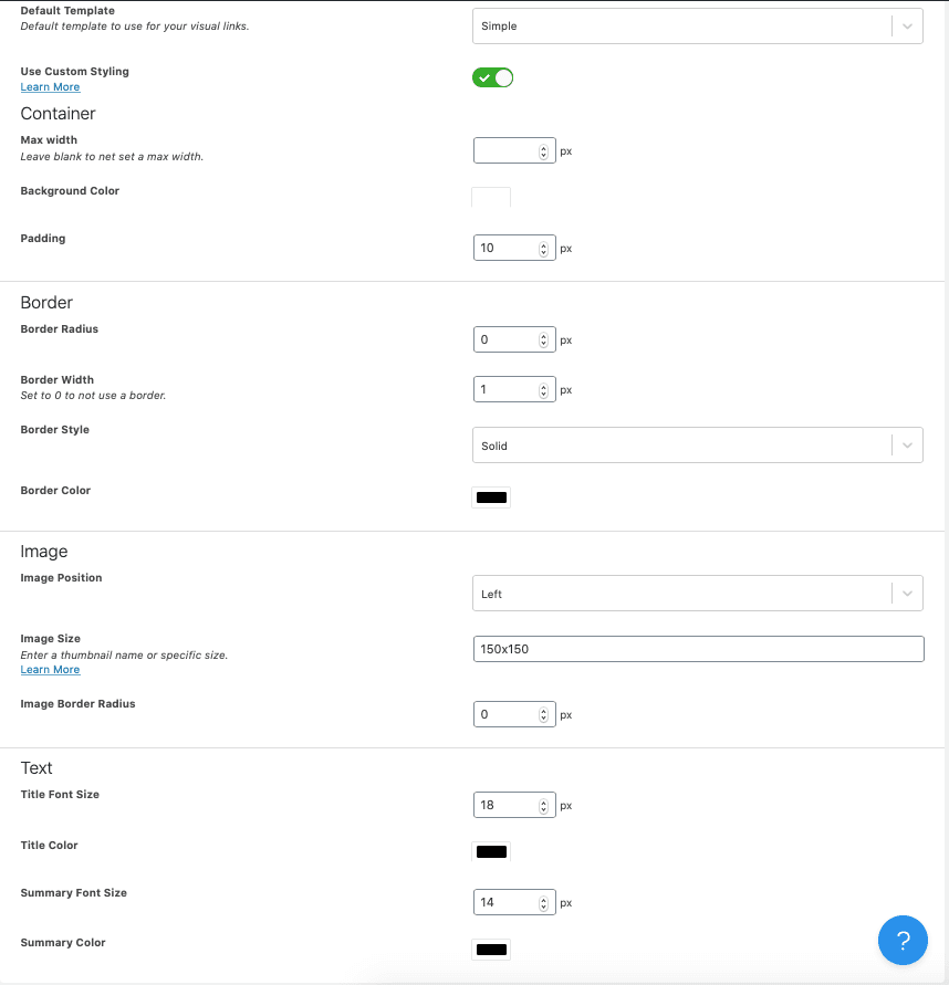 Persoonlijke instellingen Visual Link Preview